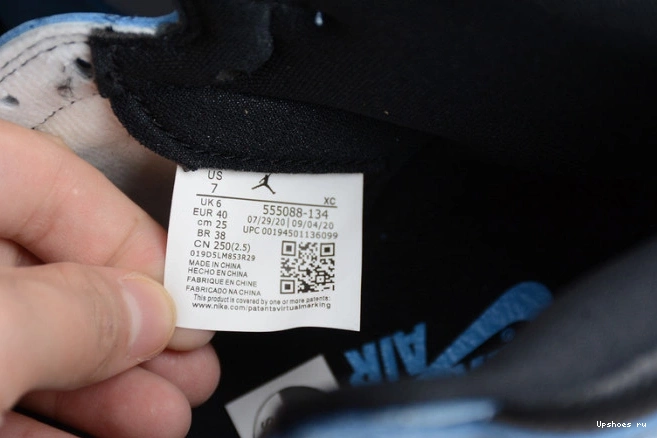 555088-134 Black University High 1 White Jordan Blue AIR Retro 0909